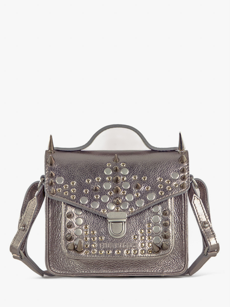 silver-leather-mini-cross-body-bag-mademoiselle-george-xs-edition-noire-opus-paul-marius-front-view-picture-w05xs-bed-op4-gm