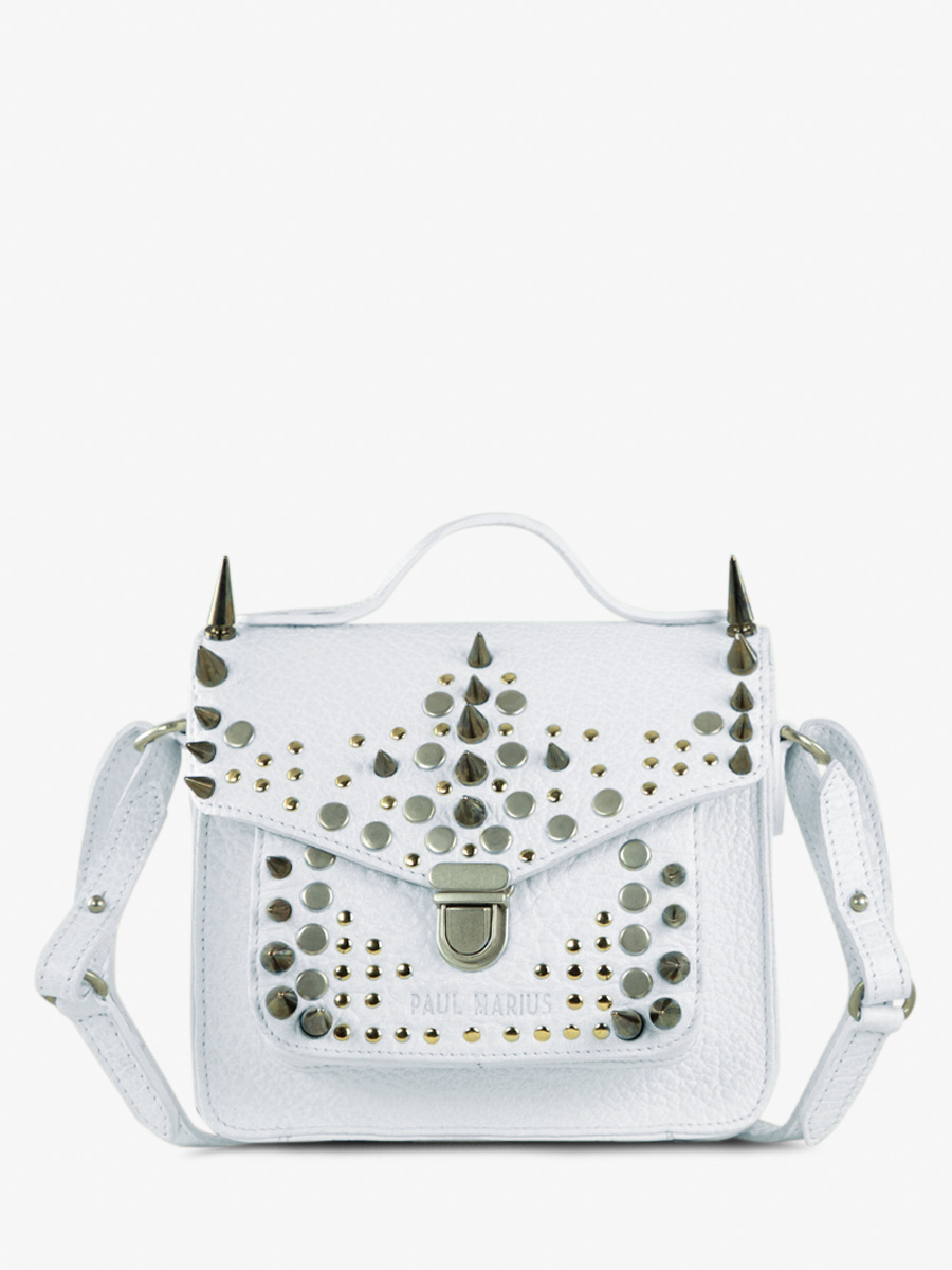 white-leather-mini-cross-body-bag-mademoiselle-george-xs-edition-noire-opus-paul-marius-front-view-picture-w05xs-bed-op4-w
