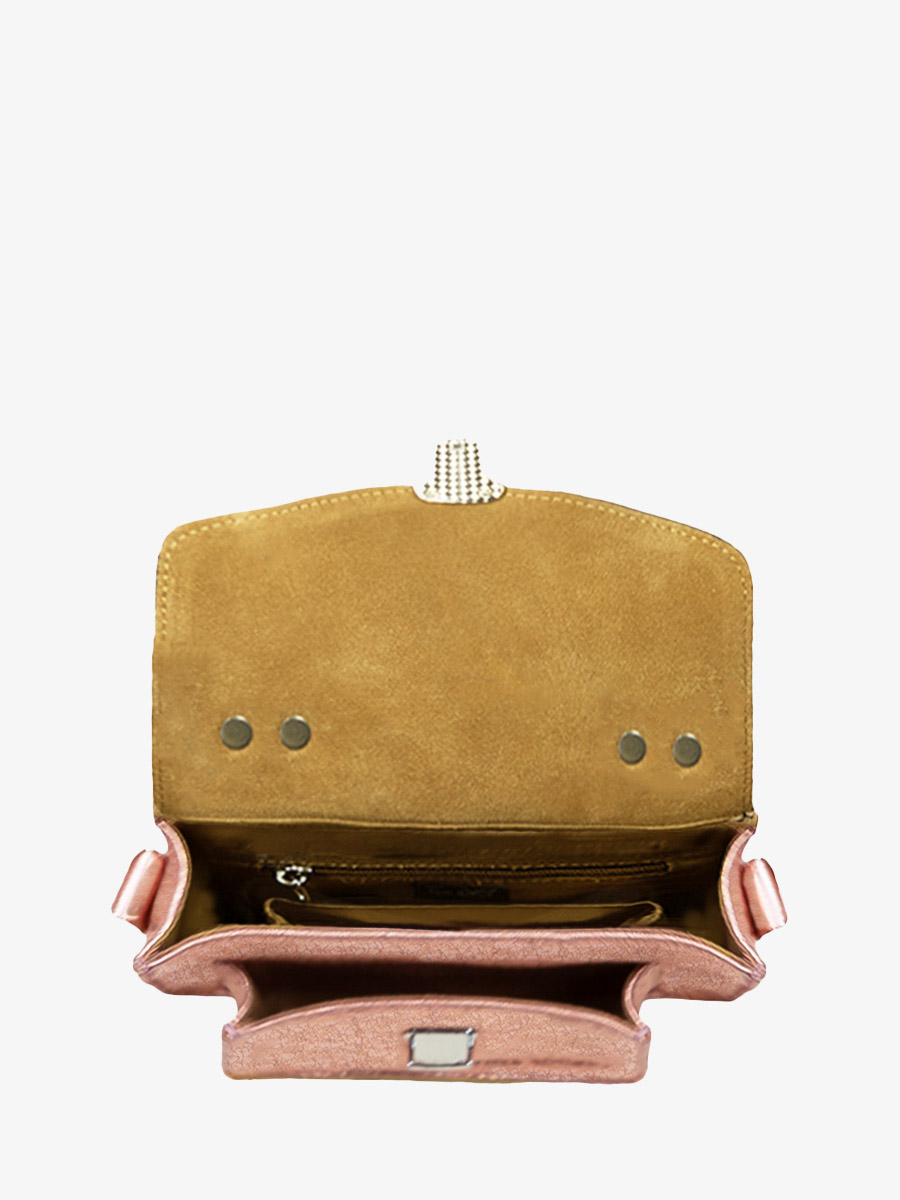 Rose Gold Metallic Leather Handbag for Women Mademoiselle George XS Rose Gold PAUL MARIUS