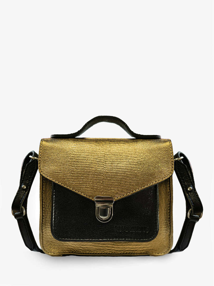 Gold and Black Leather Handbag for Women Mademoiselle George XS Black Gold PAUL MARIUS