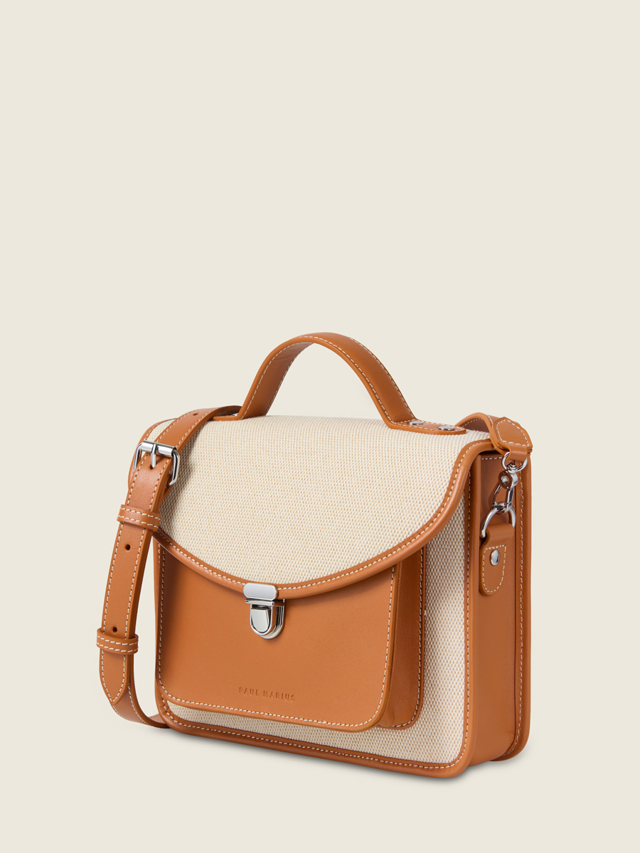 Biege canvas handbag Mademoiselle George Escapade -  Beige Canvas side view