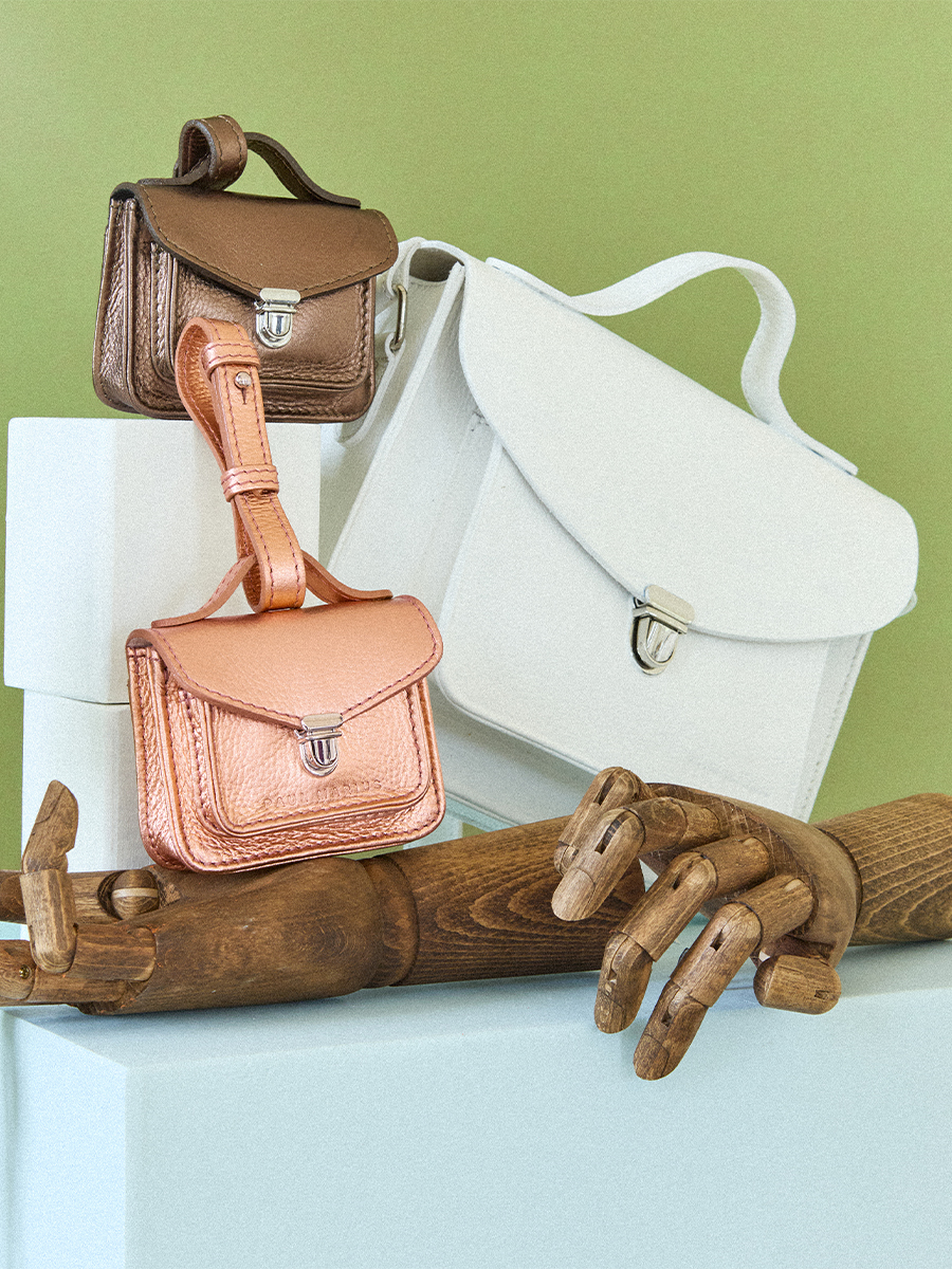 Rose gold Mademoiselle George Nano Bag Charm Wallet inside view