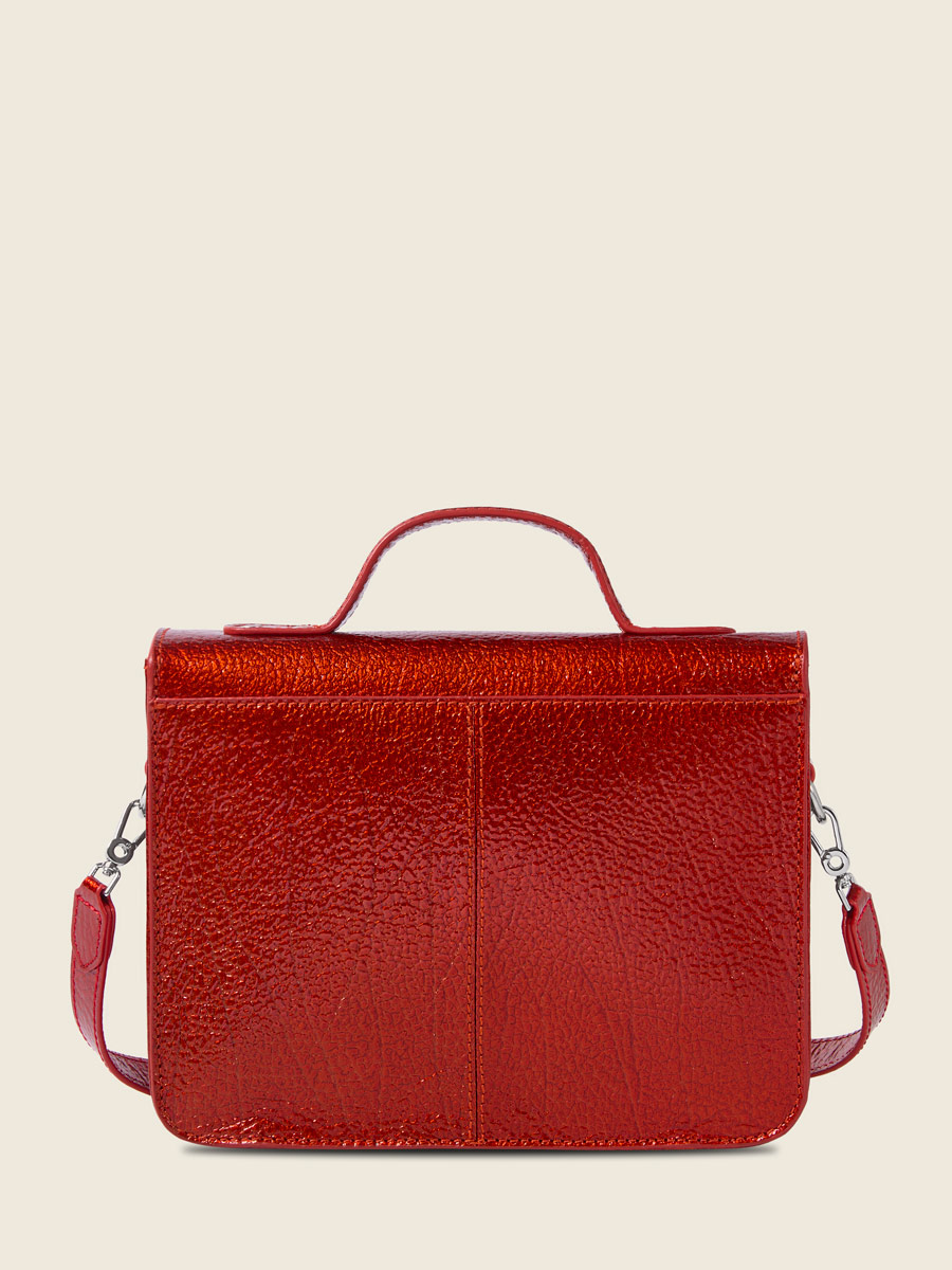 Red leather handbag Mademoiselle George - Star Flame back view