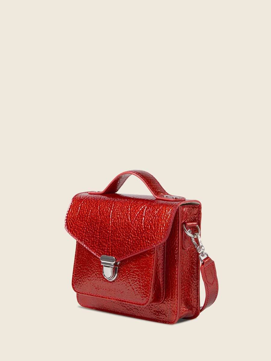 Small red leather handbag Mademoiselle George XS - Star Flame side view