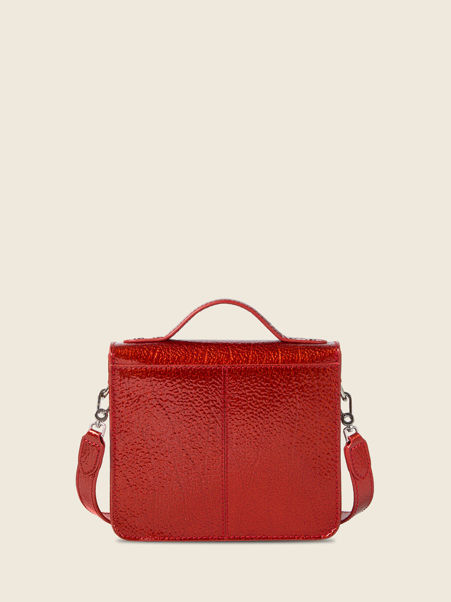 Small red leather handbag Mademoiselle George XS - Star Flame back view