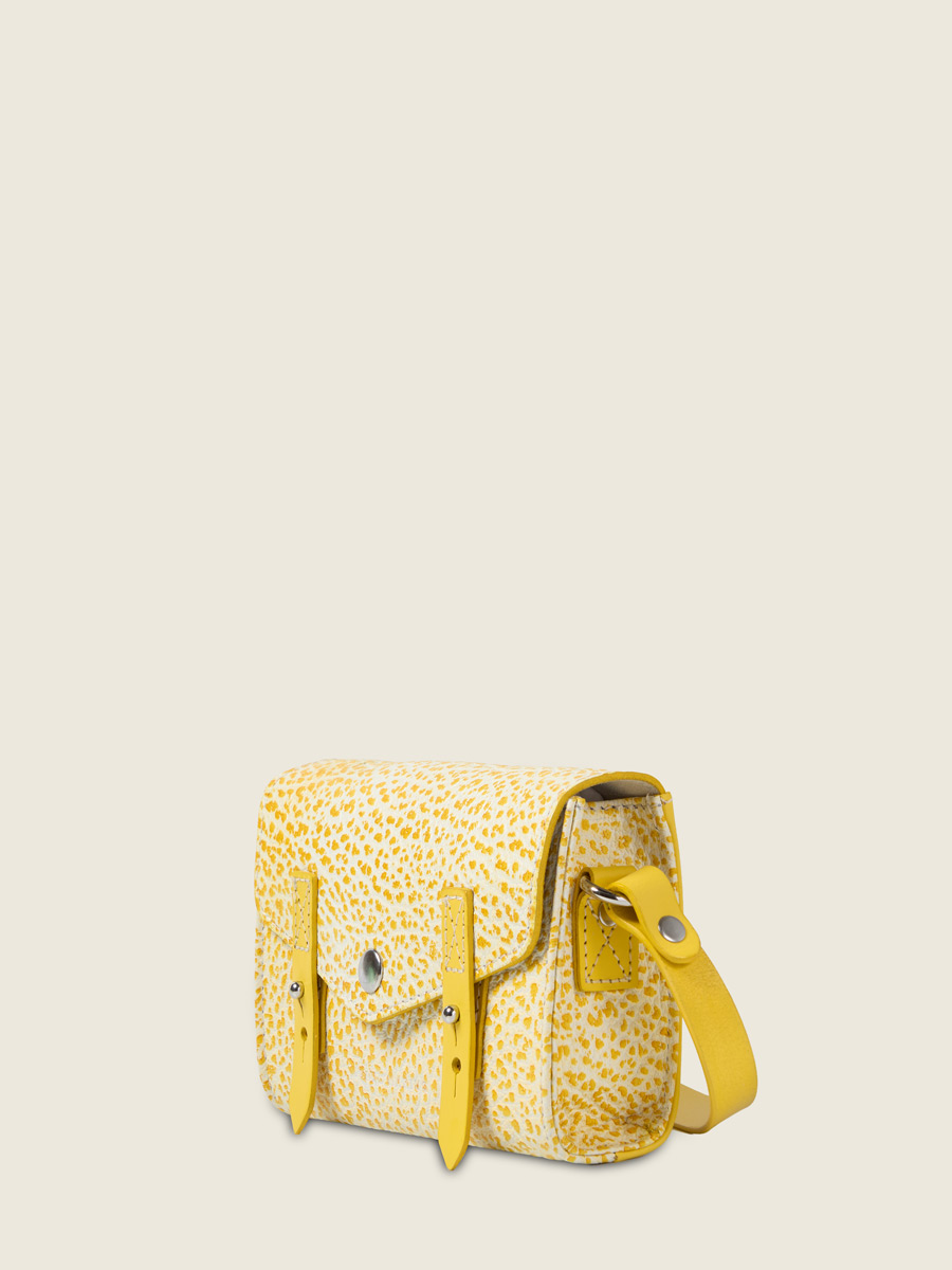 Small yellow leather crossbody bag LeMini Indispensable - Citronnade back view