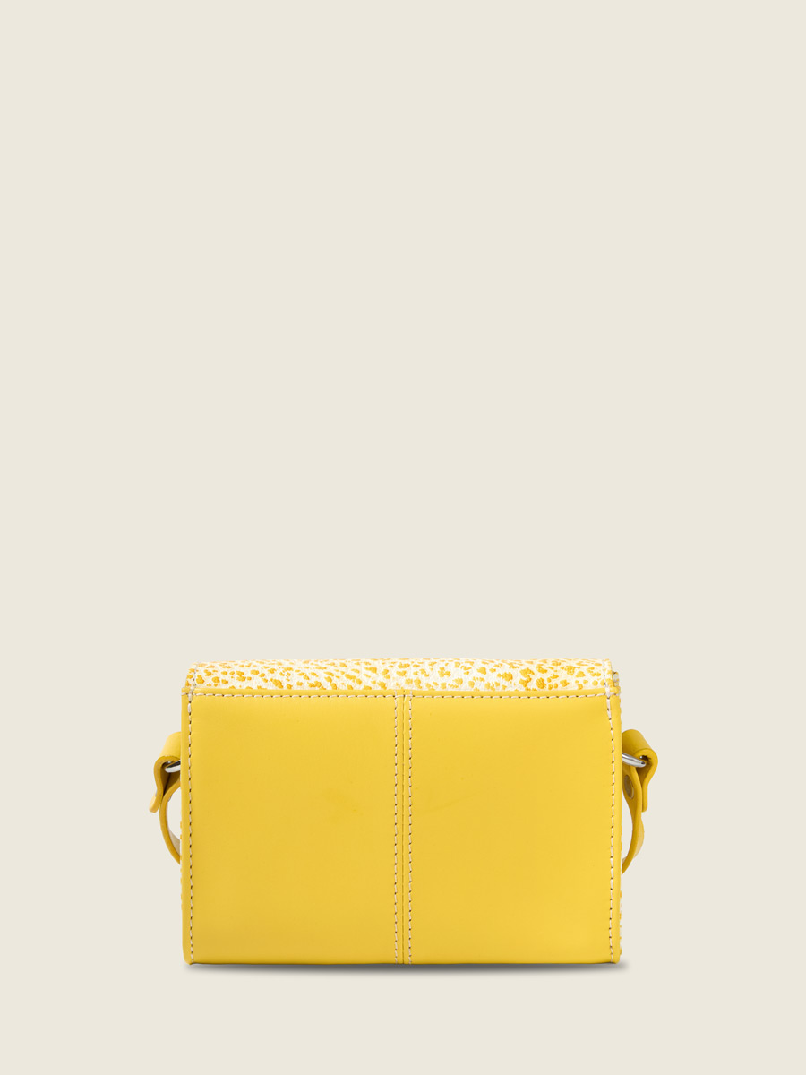 Small yellow leather crossbody bag LeMini Indispensable - Citronnade inside view