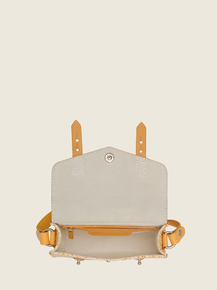 Small orange leather crossbody bag LeMini Indispensable - Orangeade focus material photo