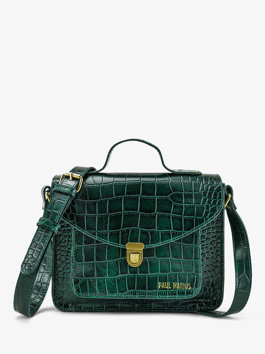 leather-crossbody-bag-for-woman-dark-green-front-view-picture-mademoiselle-george-alligator-malachite-paul-marius-3760125357331 