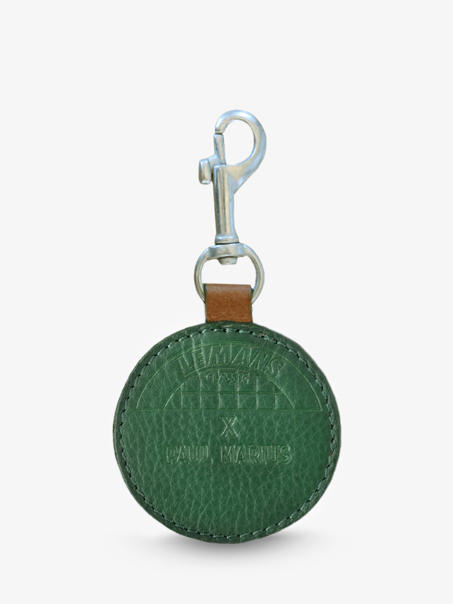 green-leather-key-ring-leporte-cles-le-mans-classique-paul-marius-front-view-picture-lrk-lemans-dg