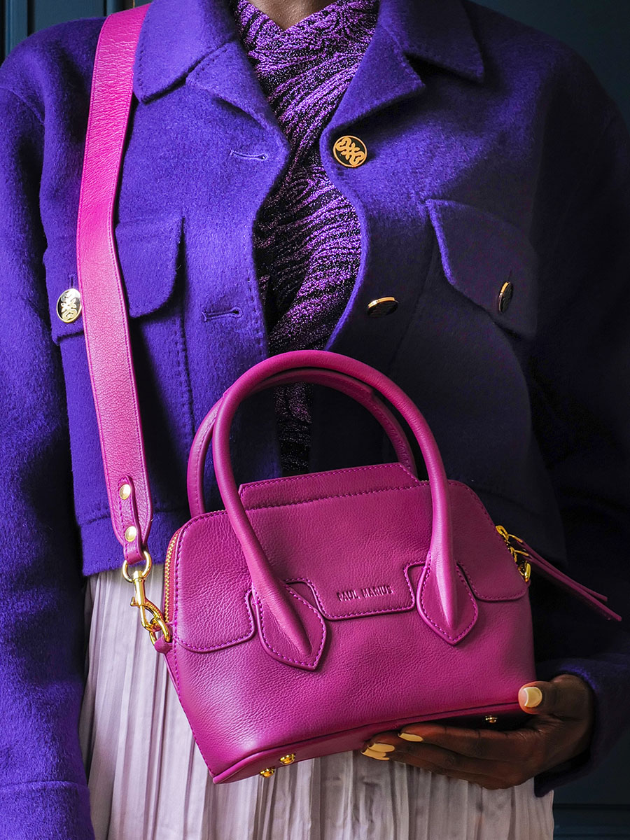 Mini Purple Leather Handbag for Women - Gisèle XS Art Deco Zinzolin | PAUL  MARIUS