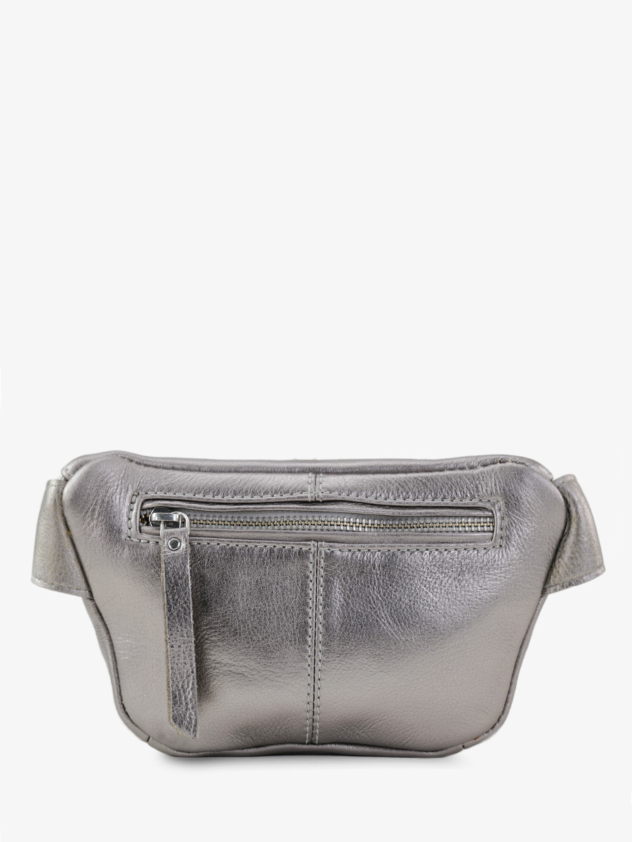 Mini Silver Leather Fanny Pack LaBanane XS Steel PAUL MARIUS