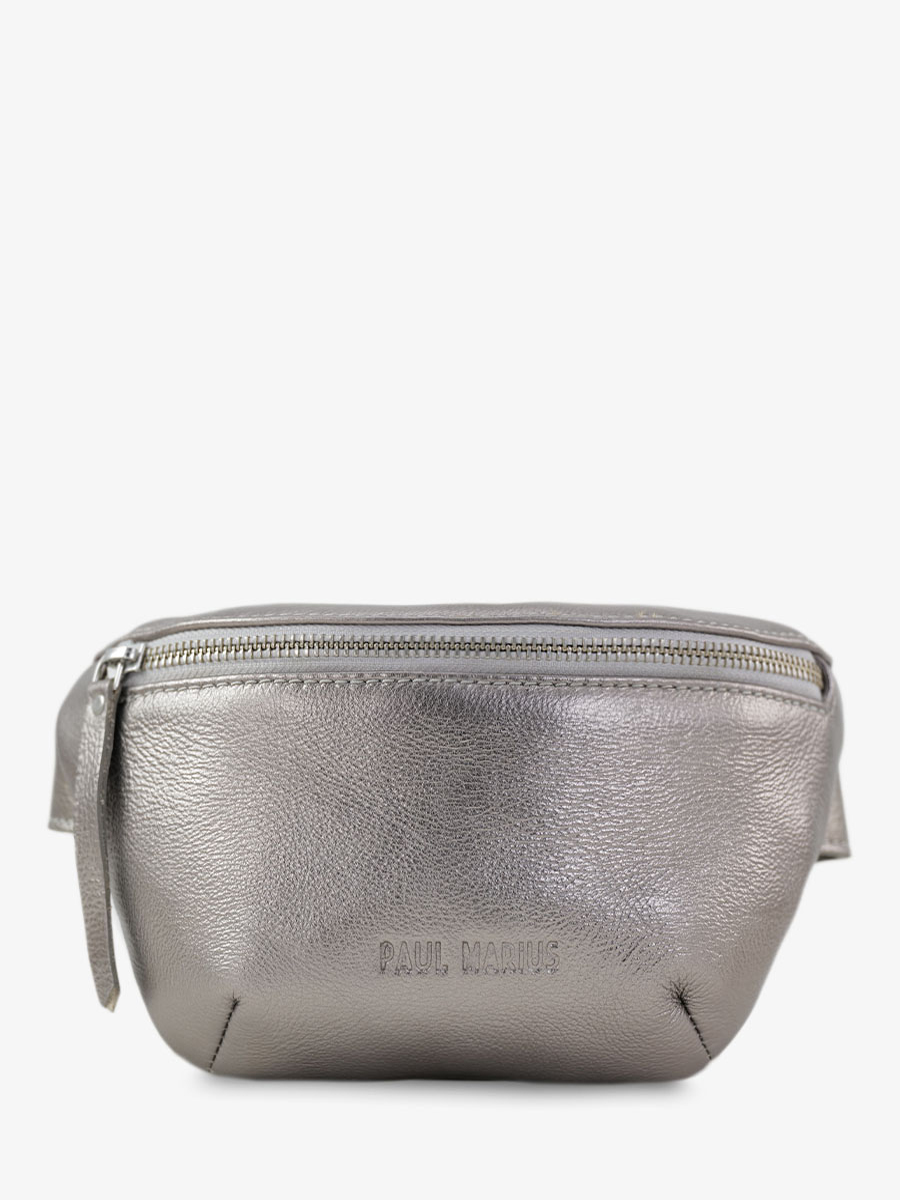 Mini Silver Leather Fanny Pack - LaBanane XS Steel