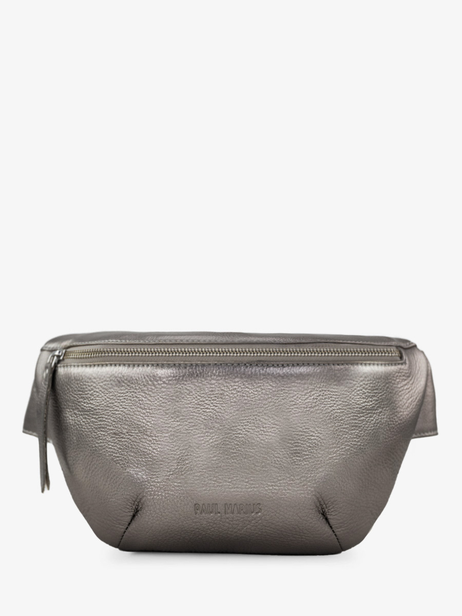 silver-leather-fanny-pack-front-view-picture-labanane-steel-paul-marius-3760125358253