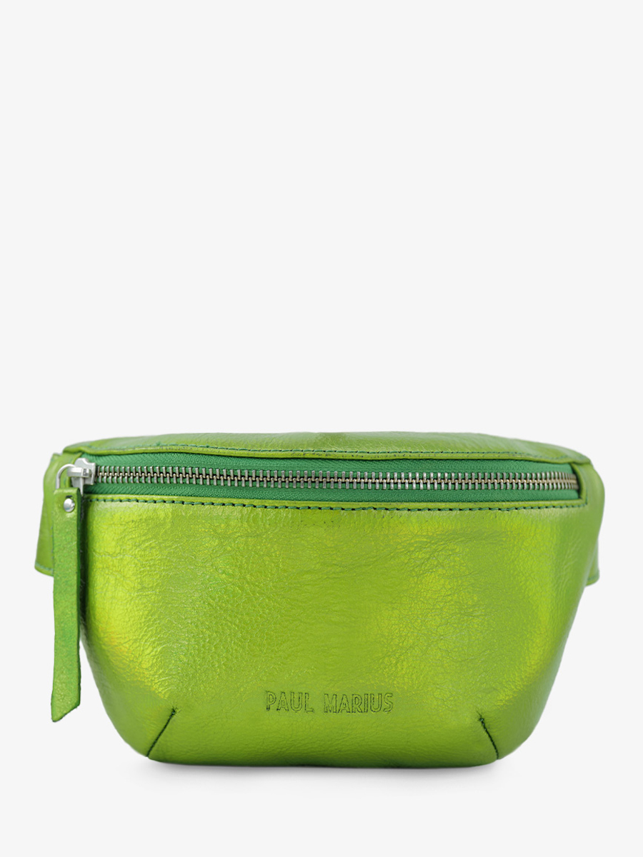 green-metallic-leather-fanny-pack-front-view-picture-labanane-xs-absinthe-paul-marius-3760125358314