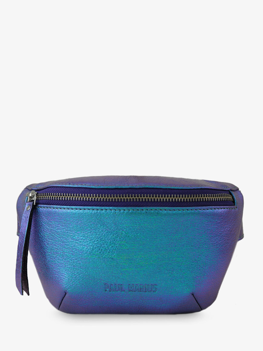 blue-metallic-leather-fanny-pack-front-view-picture-labanane-xs-beetle-paul-marius-3760125358321