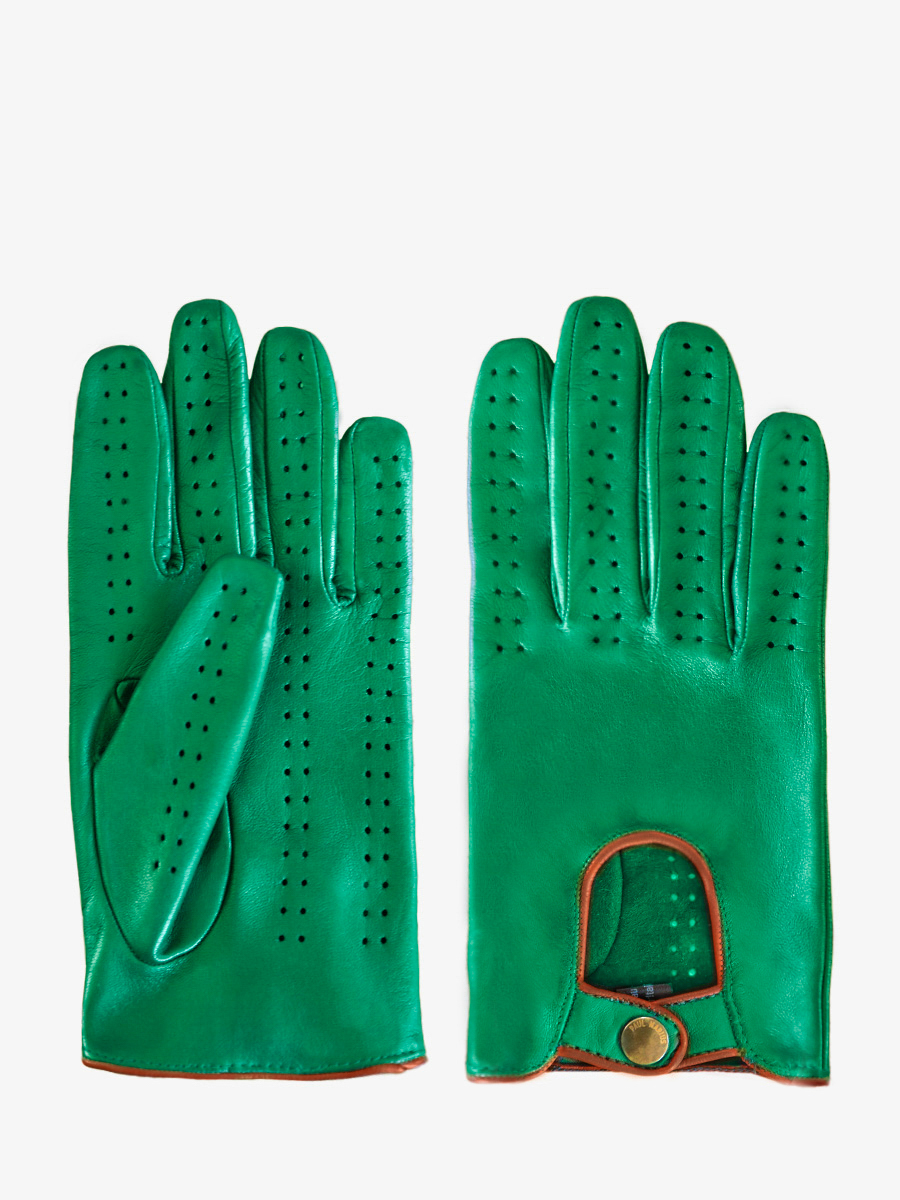 Green leather gloves deals