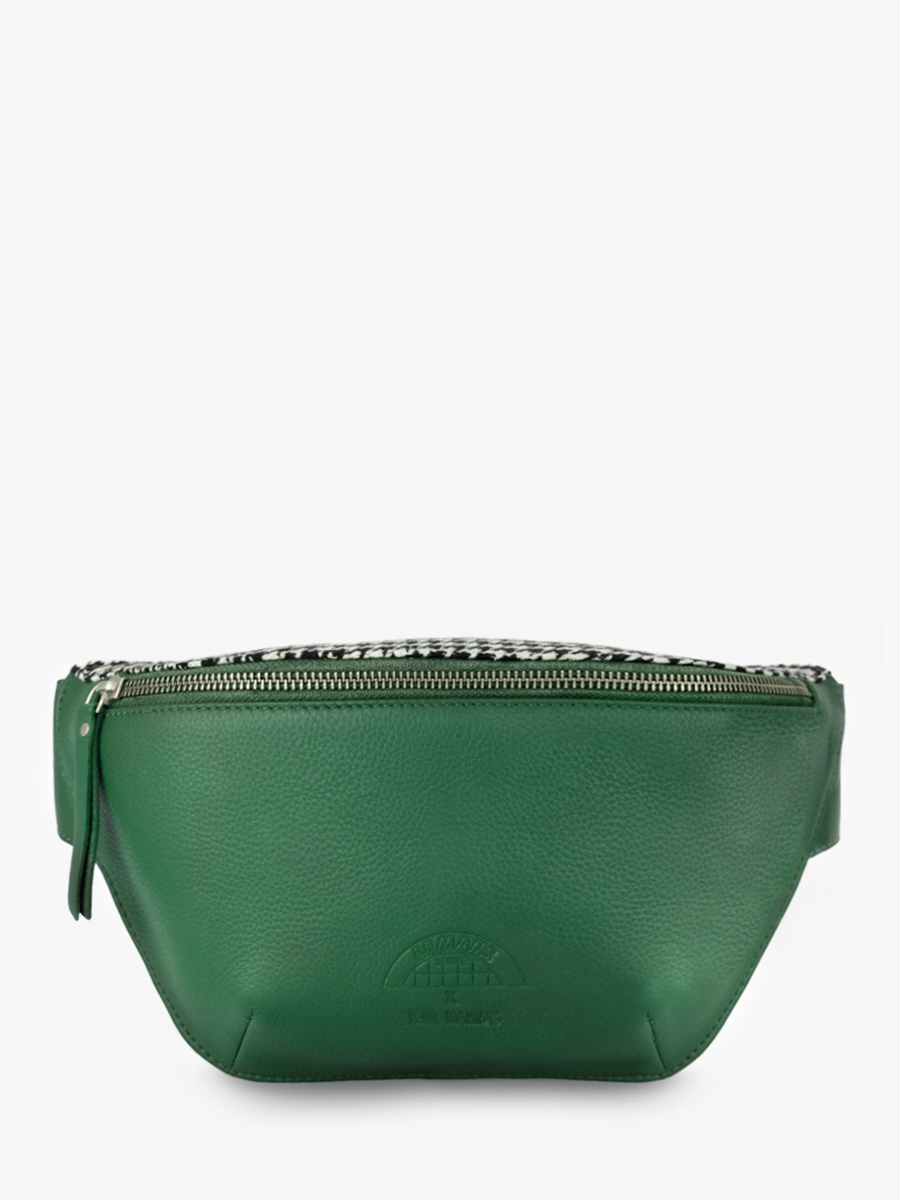 green-leather-fanny-pack-labanane-le-mans-classique-paul-marius-front-view-picture-m503-lemans-dg