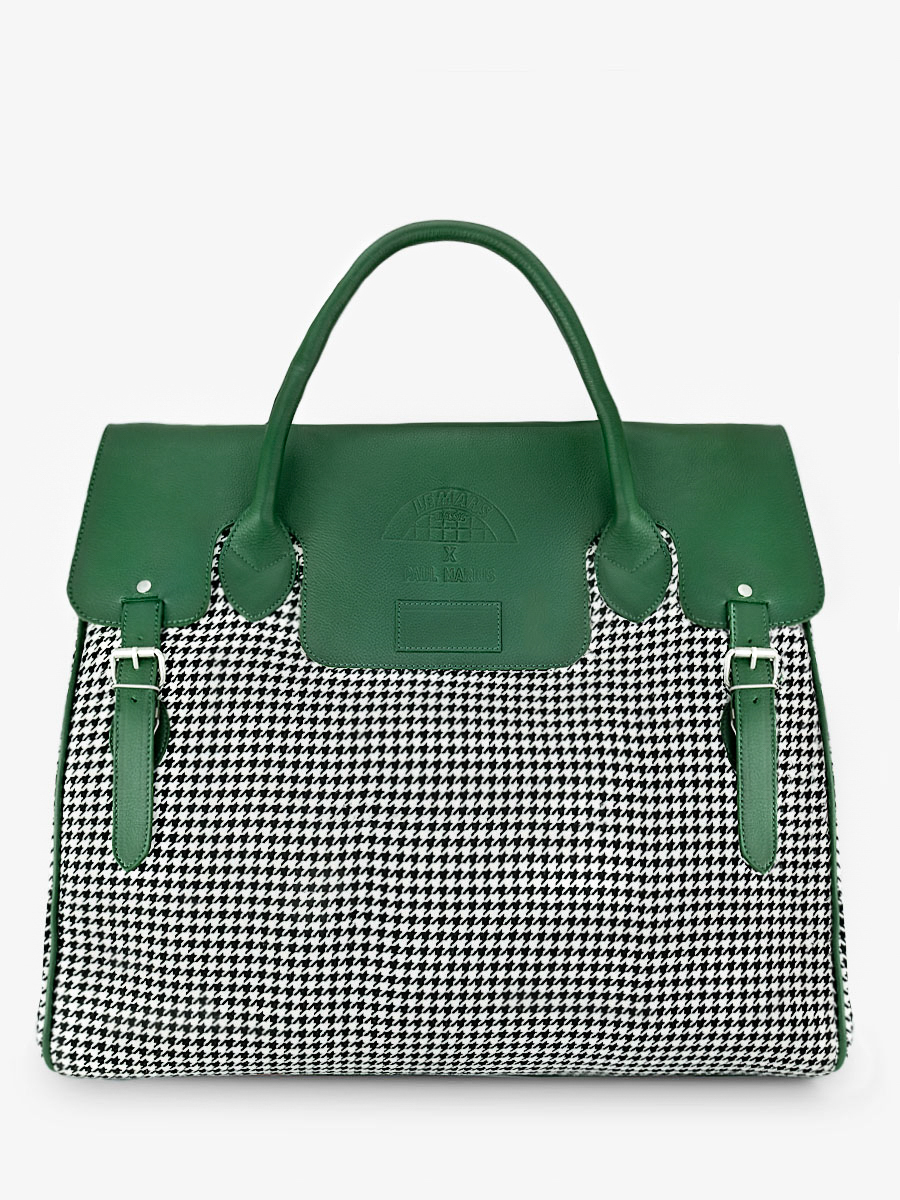 green-leather-travel-bag-rouen-delhi-le-mans-classique-paul-marius-front-view-picture-m105-lemans-dg