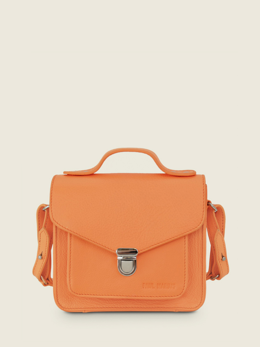 mini-orange-leather-cross-body-bag-for-women-mademoiselle-george-xs-pastel-apricot-paul-marius-front-view-picture-w05xs-pt-o