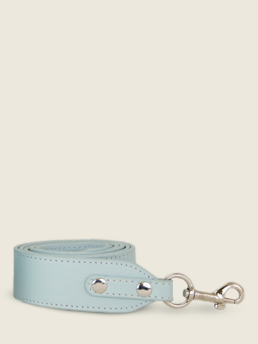 front-view-picture-blue-leather-bag-strap-labandouliere-pastel-baby-blue-paul-marius