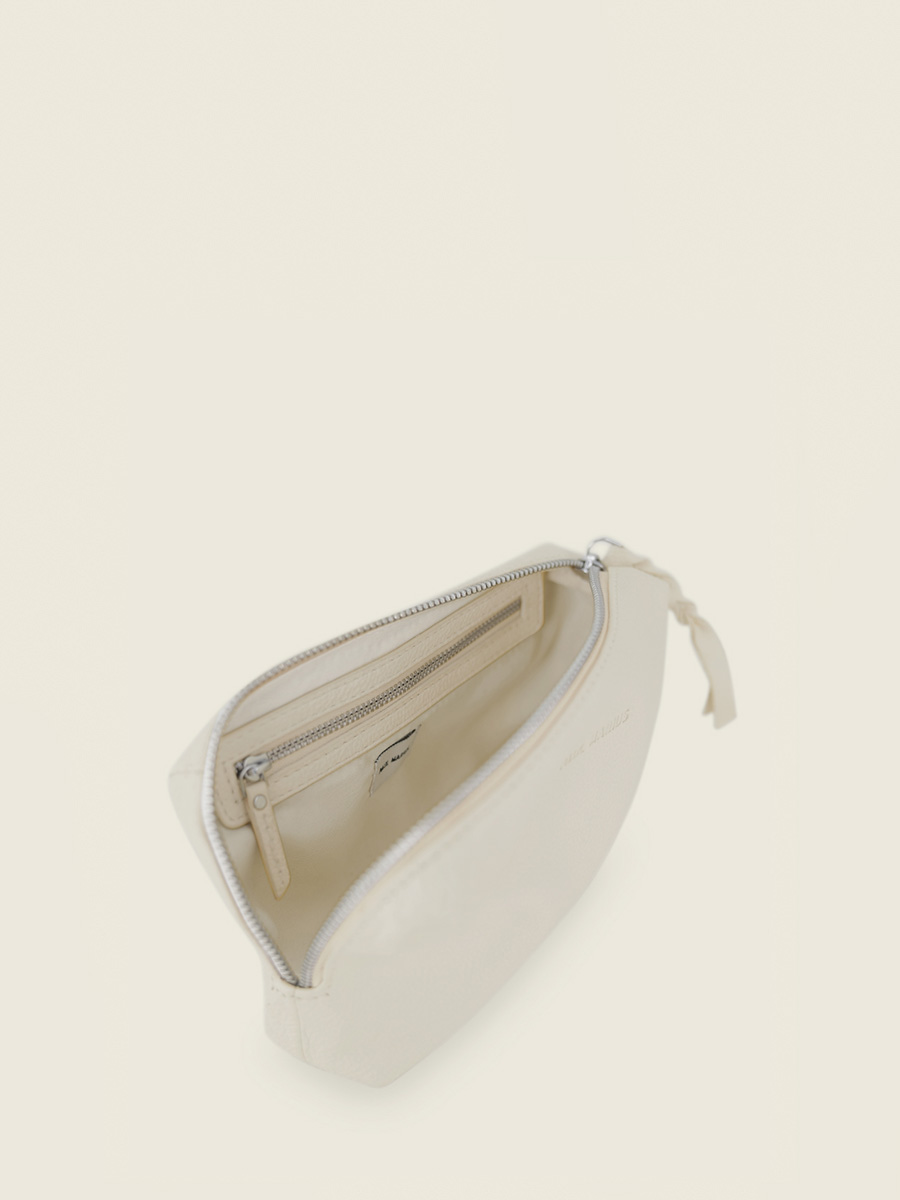 White Leather Makeup Bag - Adèle Pastel Chalk