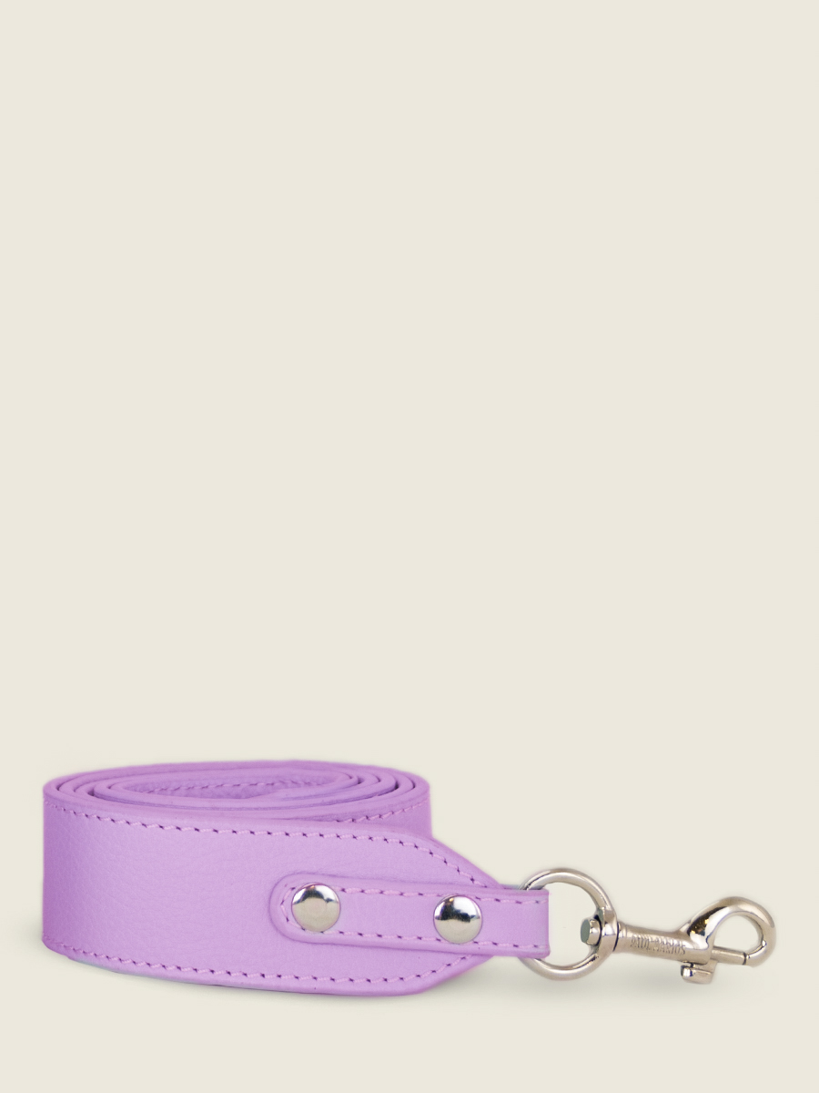 front-view-picture-purple-leather-bag-strap-labandouliere-pastel-lilac-paul-marius