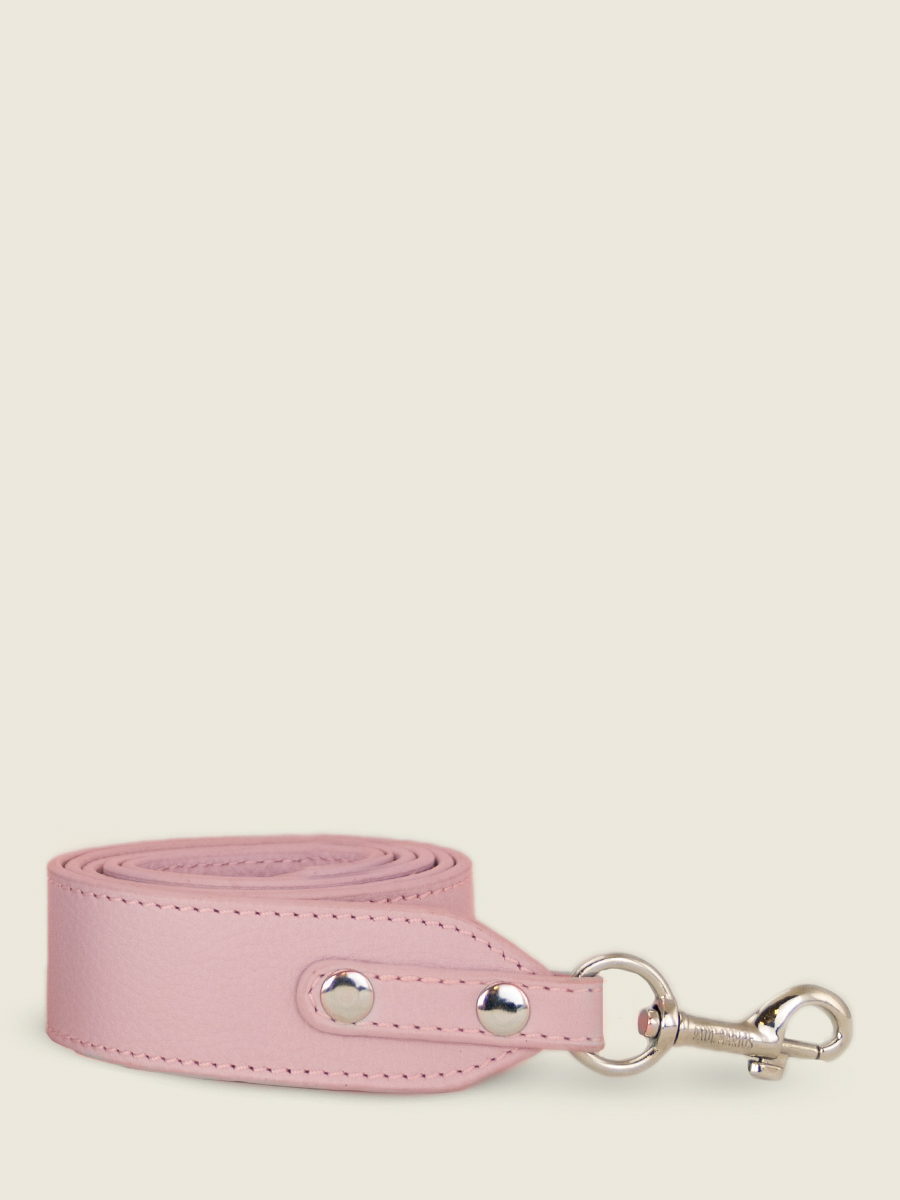front-view-picture-pink-leather-bag-strap-labandouliere-pastel-blush-paul-marius