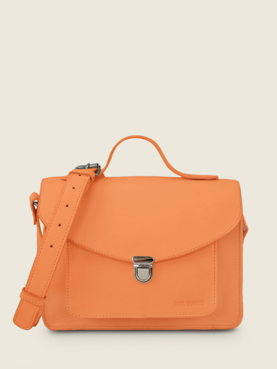 orange-leather-cross-body-bag-for-women-mademoiselle-george-pastel-apricot-paul-marius-front-view-picture-w05-pt-o