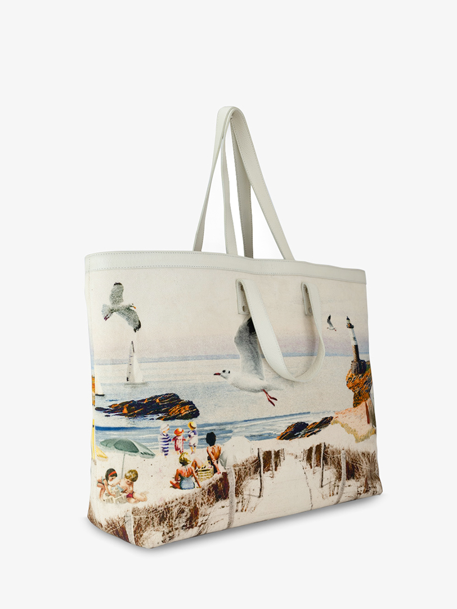 Beach Print Leather Tote Bag Dune C te Ouest Plage PAUL MARIUS