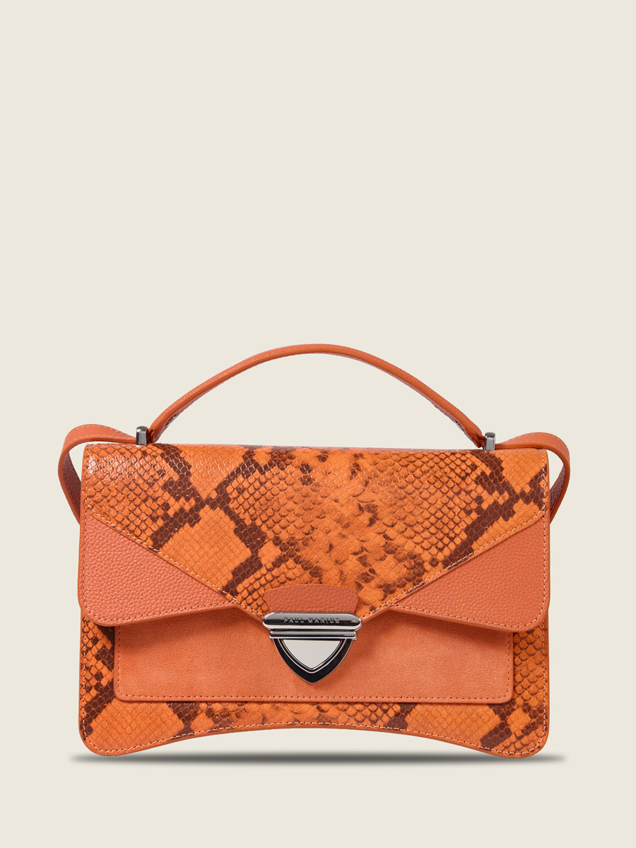 Amber python leather handbag Madame George Python - Ambre front view