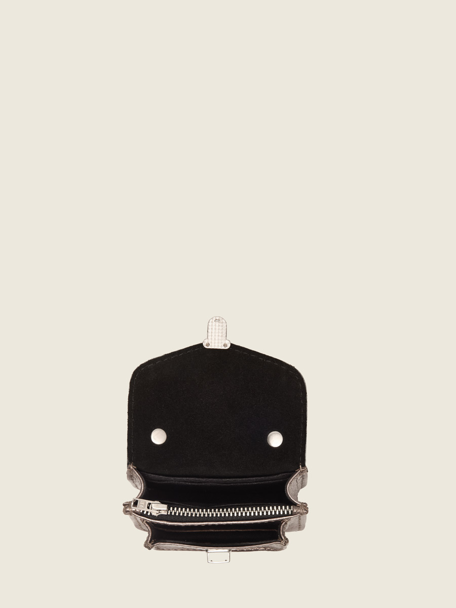 Silver Mademoiselle George Nano Bag Charm Wallet focus material photo