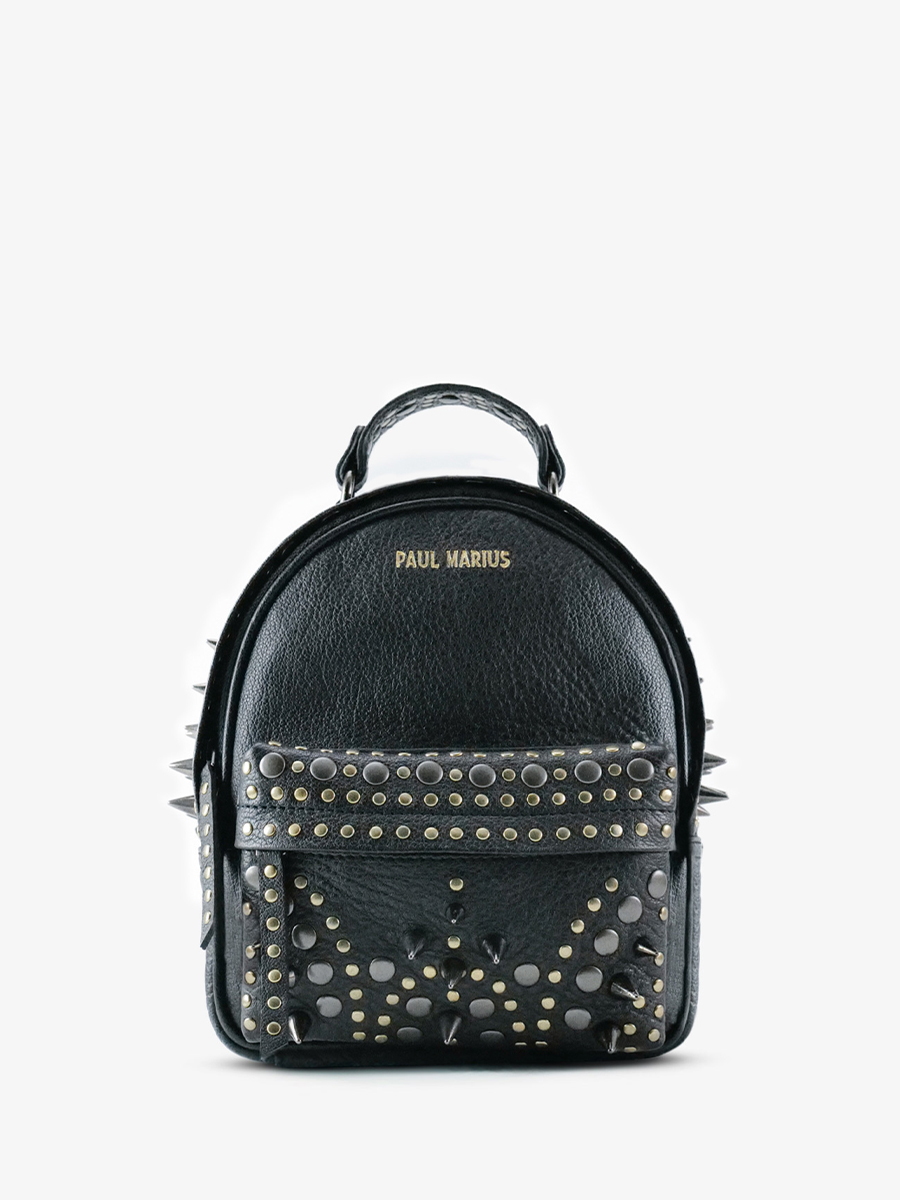 leather-backpack-for-woman-black-front-view-picture-mini-intrepide-edition-noire-paul-marius-