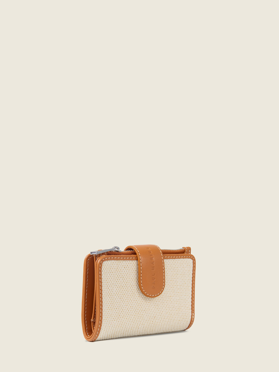 Beige canvas wallet Valentine Escapade - Beige Canvas side view