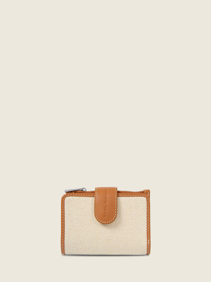 Beige canvas wallet Valentine Escapade - Beige Canvas front view