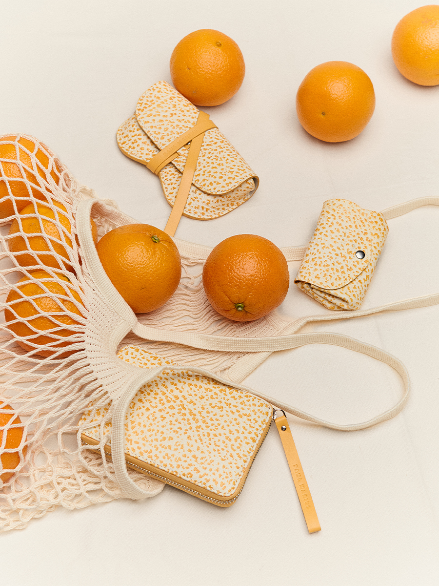 Small orange leather purse LeGustave - Orangeade inside view