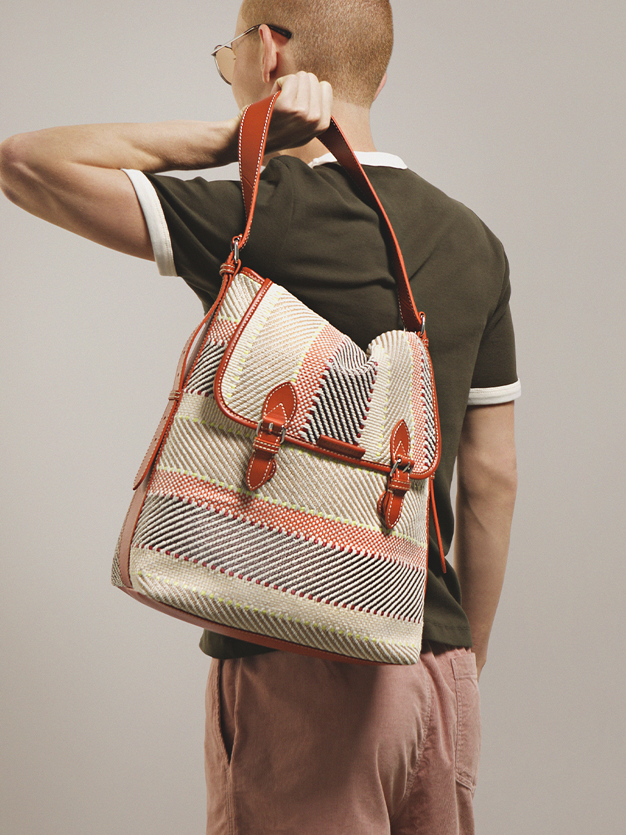 Multicoloured raffia crossbody bag Loulou L Raphia - Multicolour ambient view