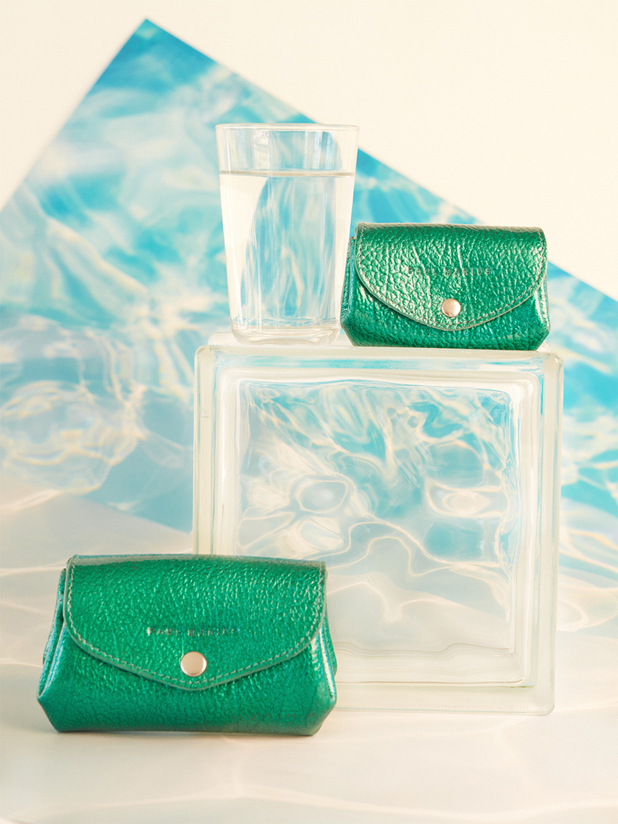 Blue leather pouch  LeGustave M - Lagoon Star back view