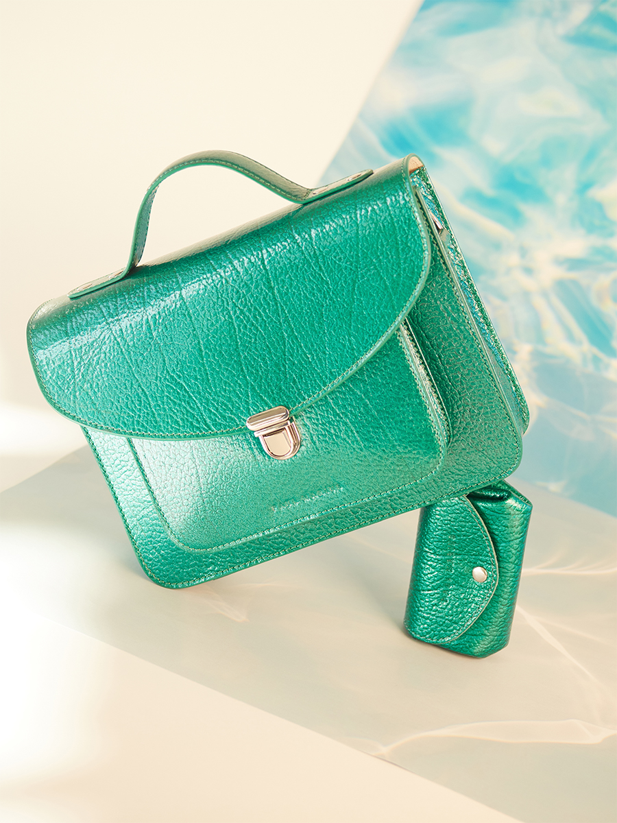Blue leather handbag Mademoiselle George - Lagoon Star ambient view