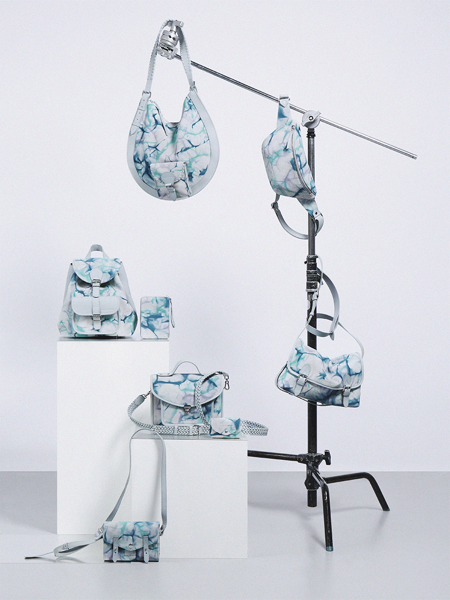 Blue leather hobo bag LeHobo - Tie & Dye Blue side view