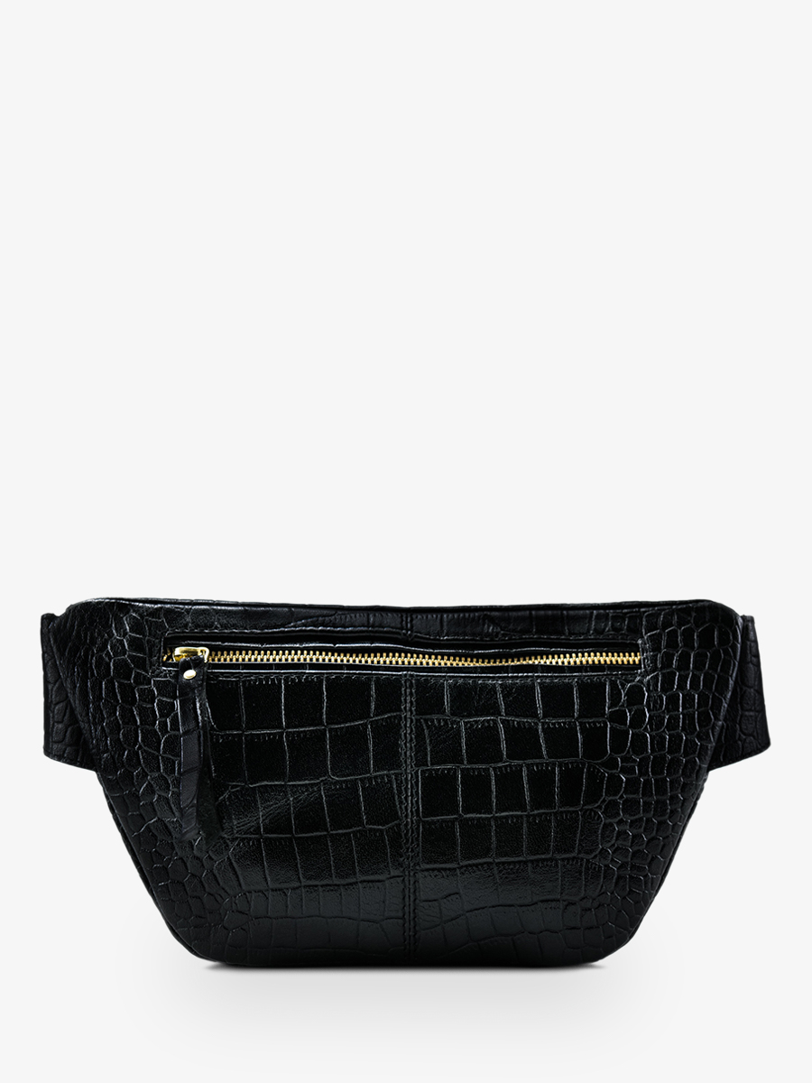 Black Leather Fanny Pack for Women LaBanane Alligator Jet Black