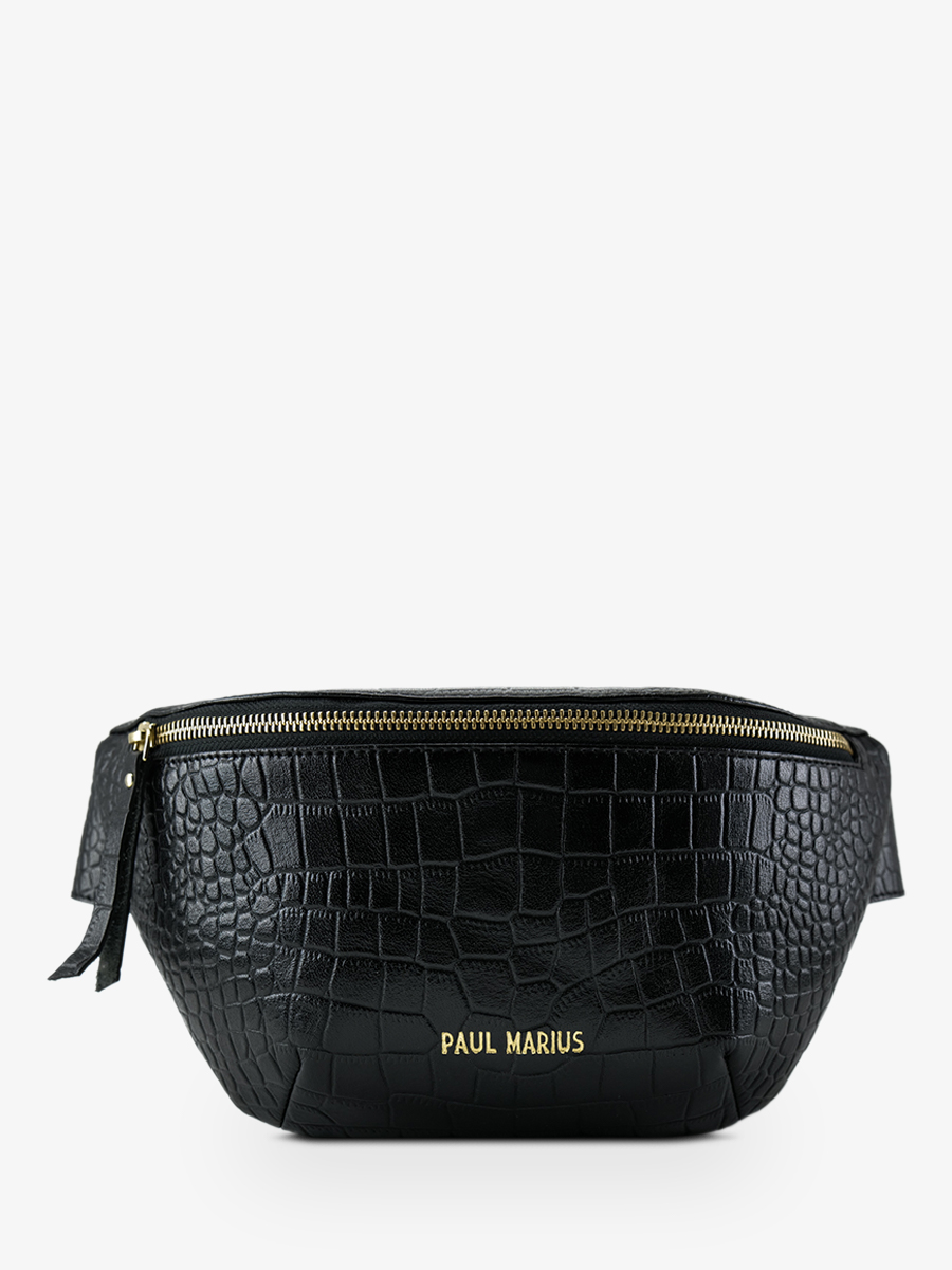 leather-fanny-pack-for-woman-black-front-view-picture-labanane-alligator-jet-black-paul-marius-3760125357492