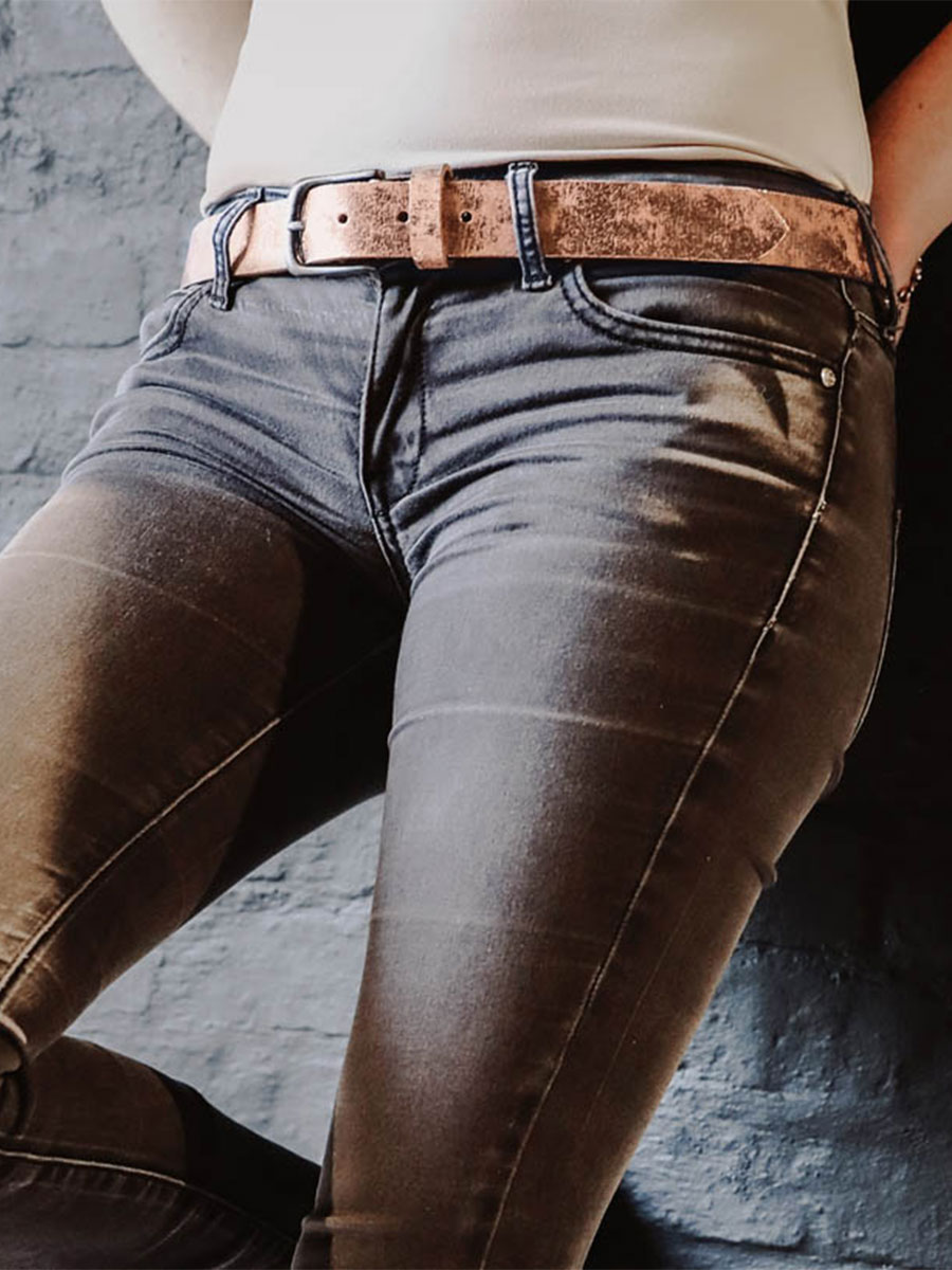 Rose gold leather shop belt
