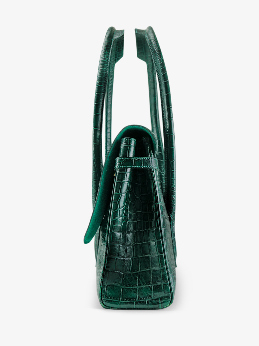 leather-handbag-for-woman-dark-green-side-view-picture-colette-m-alligator-malachite-paul-marius-3760125357249