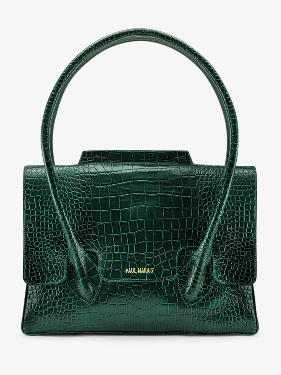 leather-handbag-for-woman-dark-green-front-view-picture-colette-m-alligator-malachite-paul-marius-3760125357249