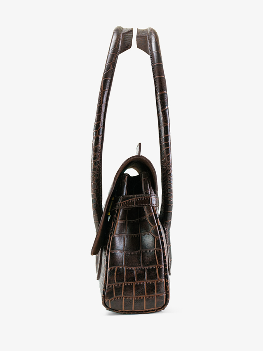 Dark Brown Leather Handbag for Women - Colette S Alligator Tiger's