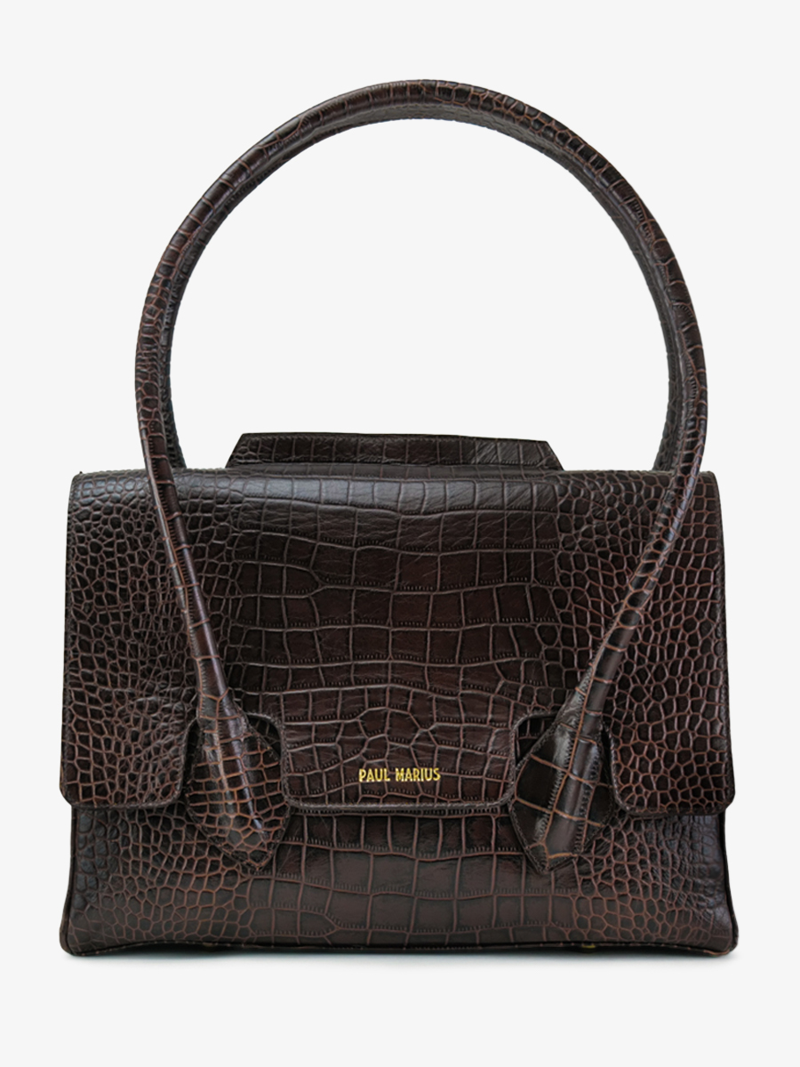 leather-handbag-for-woman-dark-brown-front-view-picture-colette-m-alligator-tigers-eye-paul-marius-3760125357355