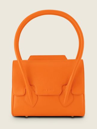 Orange Leather Handbag for Women Madeleine S Sorbet Mango PAUL MARIUS