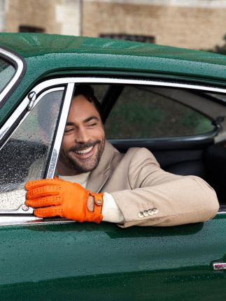 Racing Gloves Men - Orange / Light Brown