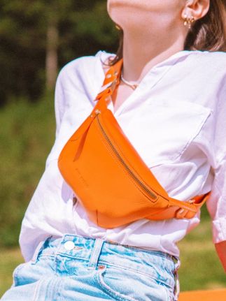 Orange Leather Fanny Pack for Women LaBanane Sorbet Mango PAUL MARIUS
